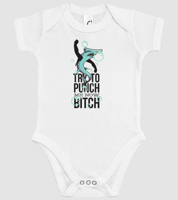 Try to punch me now bitch model alb pe tricou