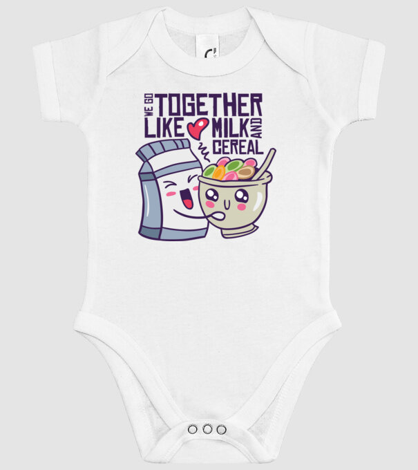 Mergem împreună ca laptele și cerealele model alb pe tricou