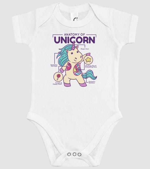 Unicorn Anatomie model alb pe tricou