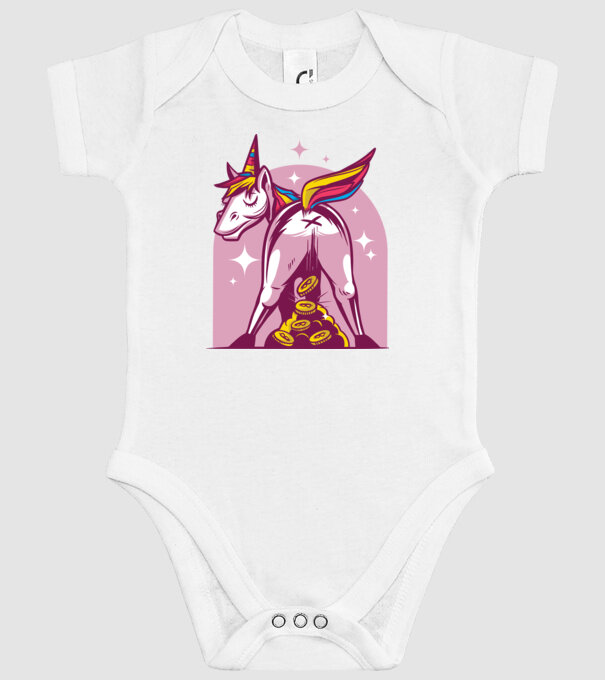 Unicorn Bitcoin model alb pe tricou