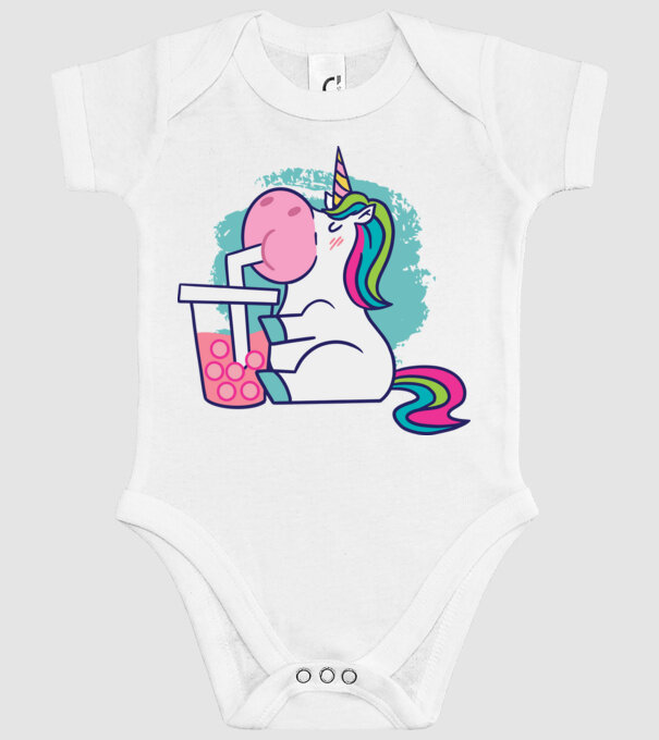 Unicorn Bubble Tea model alb pe tricou