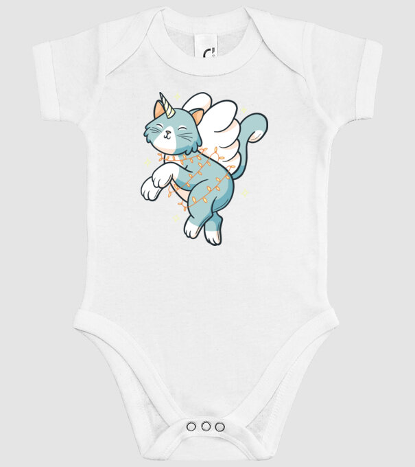Pisică Unicorn model alb pe tricou