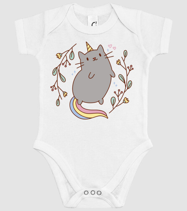 Pisică Unicorn model alb pe tricou