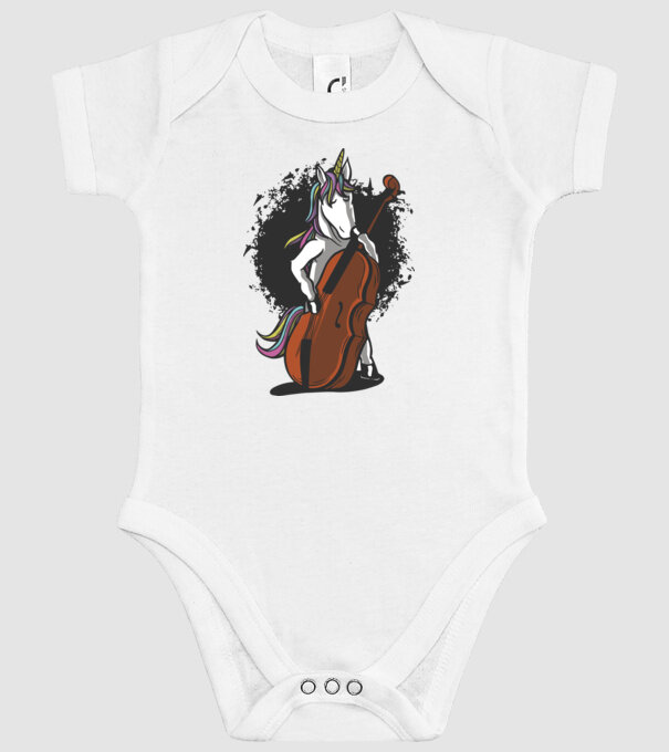 Unicorn cu violoncel model alb pe tricou