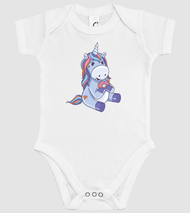 Unicorn cu gogoașă model alb pe tricou
