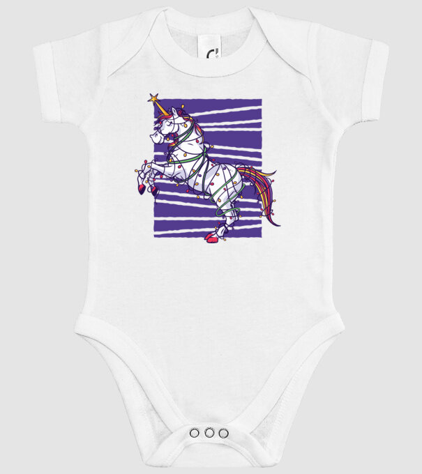 Unicorn pom de Crăciun model alb pe tricou