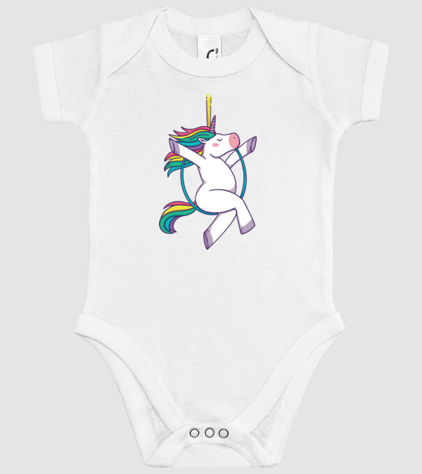 Unicorn pe cerc model alb pe tricou