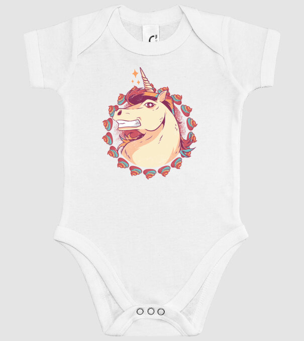 Unicorn Mullet model alb pe tricou