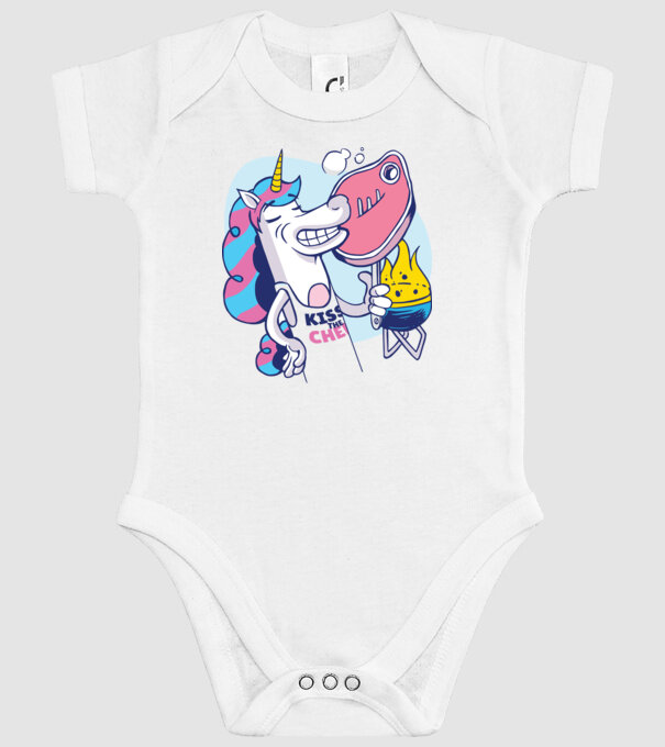 Unicorn Steak BBQ model alb pe tricou