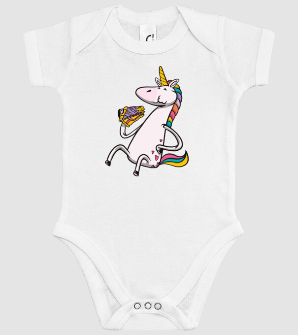Unicorn cu prăjitură model alb pe tricou