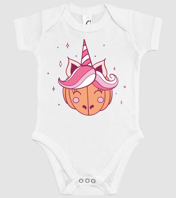 Unicorn Dovleac model alb pe tricou