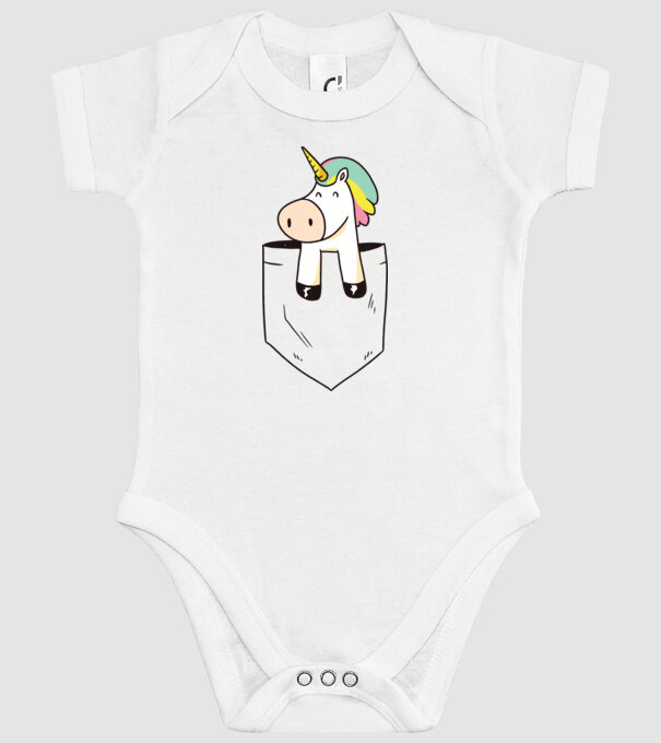 Unicorn Buzunar model alb pe tricou