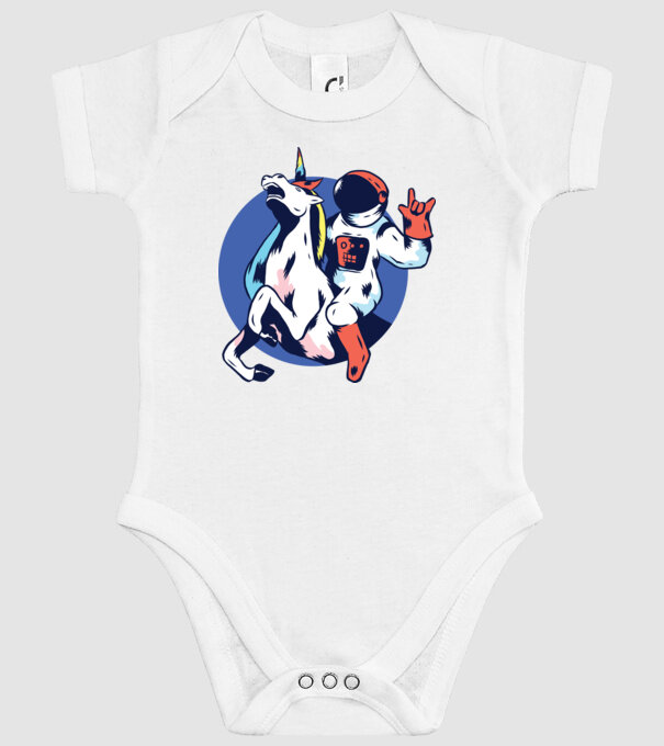 Unicorn Astronaut model alb pe tricou