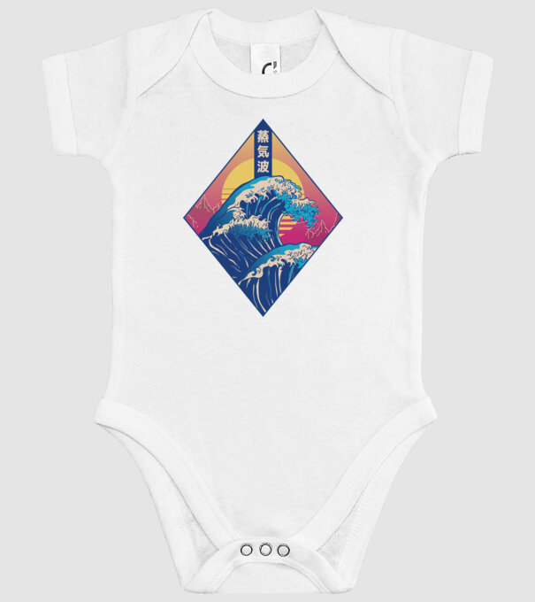 Vaporwave Val model alb pe tricou