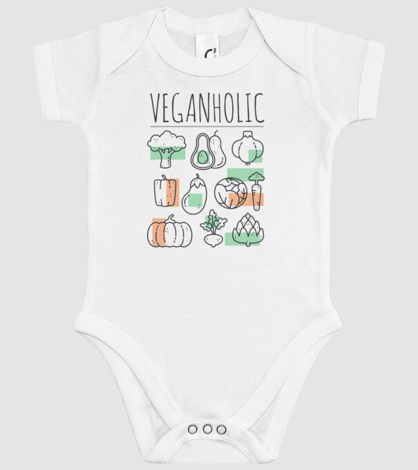 Veganholic model alb pe tricou