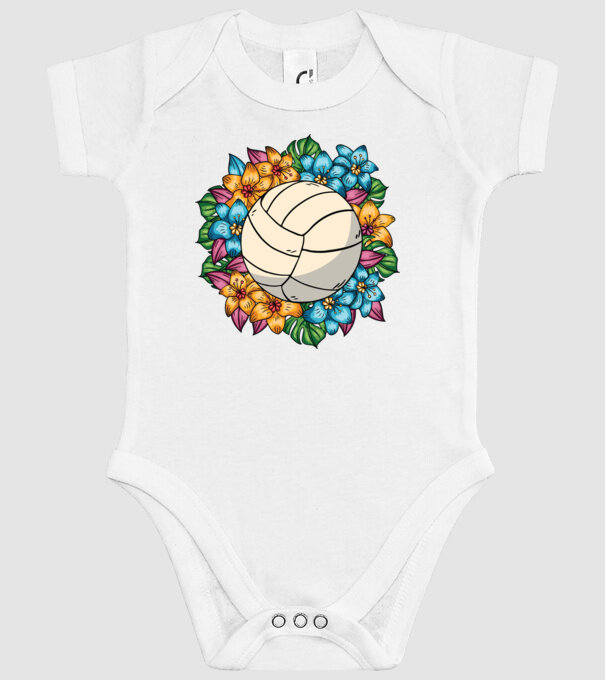 Minge de volei cu flori model alb pe tricou