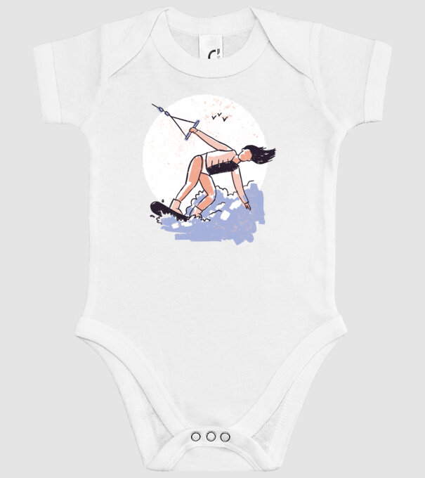 Fată cu Wakeboard model alb pe tricou