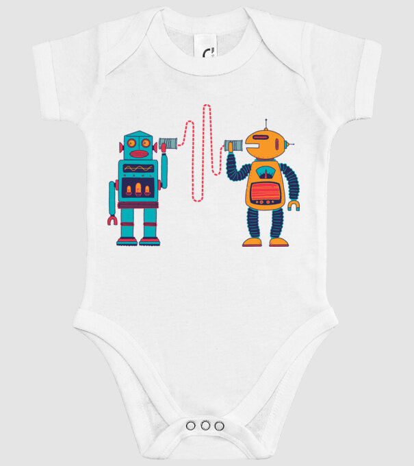 Walkie Talkie Robot model alb pe tricou