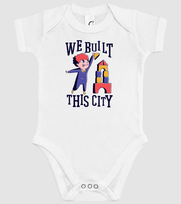 We built this city blocuri de construcție model alb pe tricou