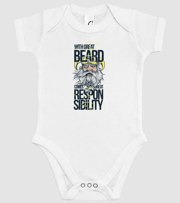 With great beard comes great responsibility model alb pe tricou