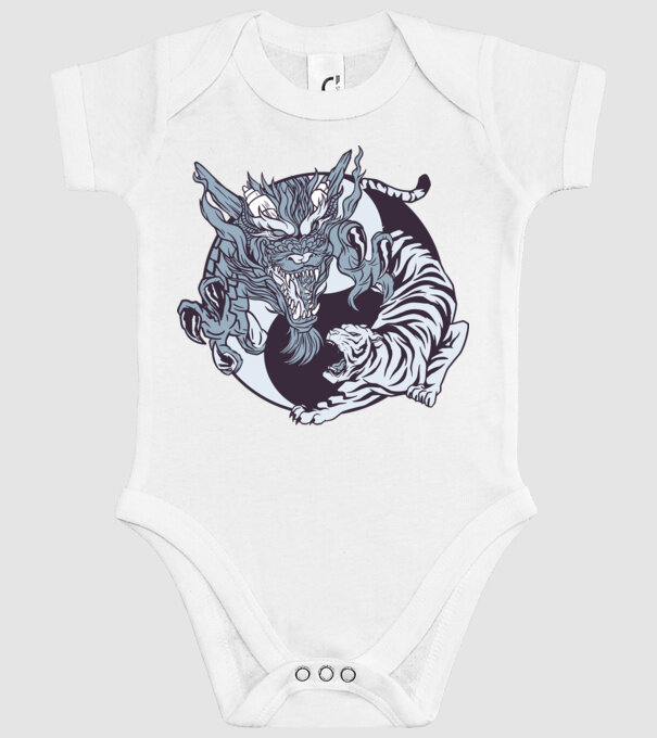 Yin Yang cu animale model alb pe tricou