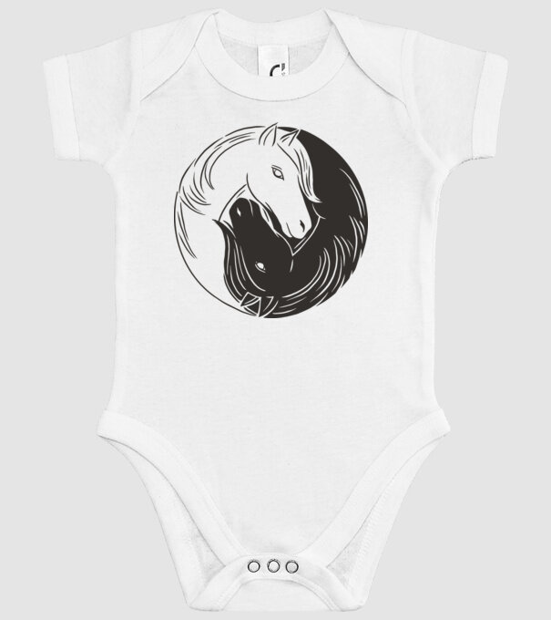 Călăreț Yin Yang model alb pe tricou