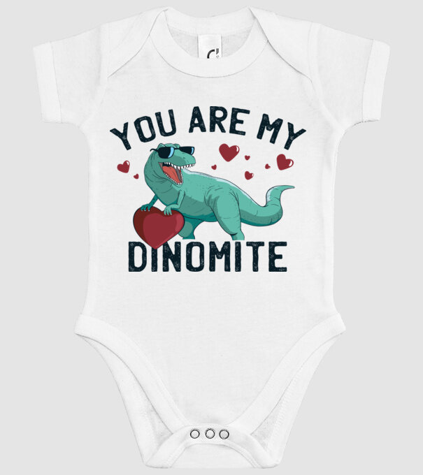 You are my Dinomite tricou cu dinozaur și inimă model alb pe tricou