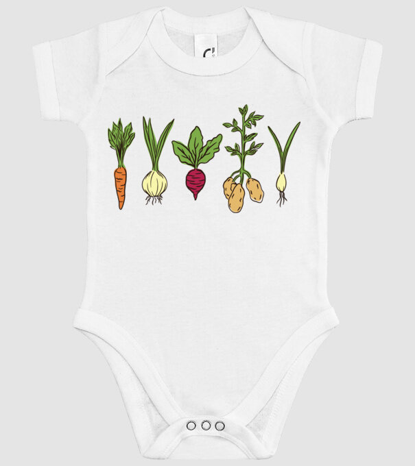 Legume model alb pe tricou