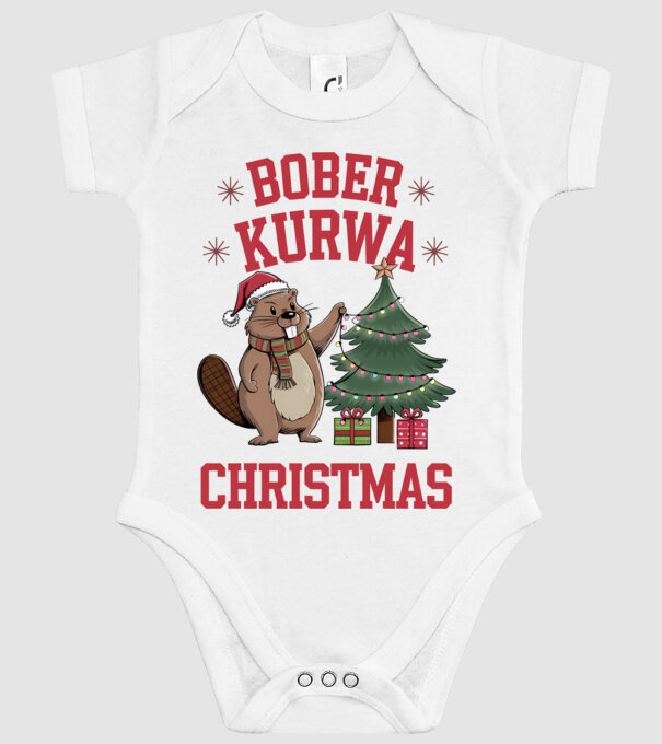 Bober Kurwa Christmas 3 model alb pe tricou