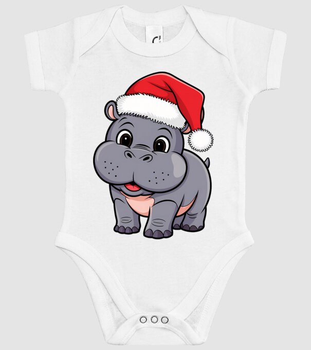 Crăciun Hippo model alb pe tricou