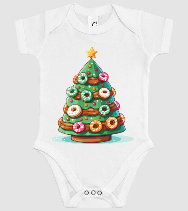 Doughnut pom de Crăciun model alb pe tricou