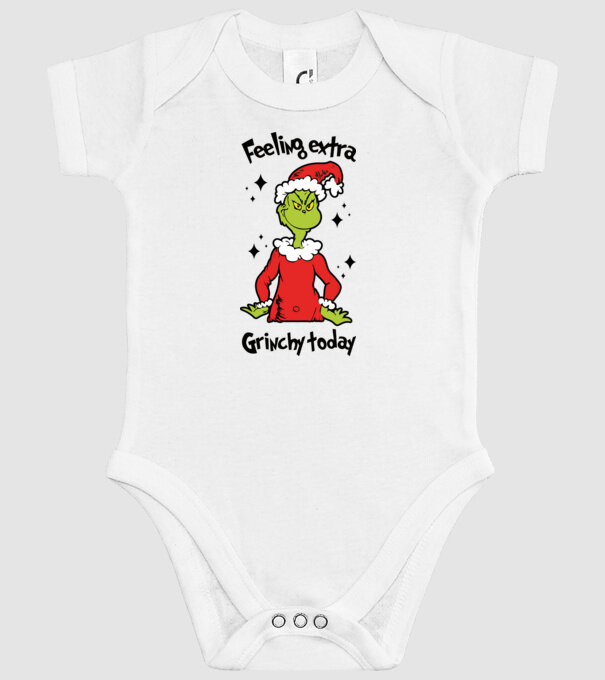 Feeling extra Grinchy today model alb pe tricou
