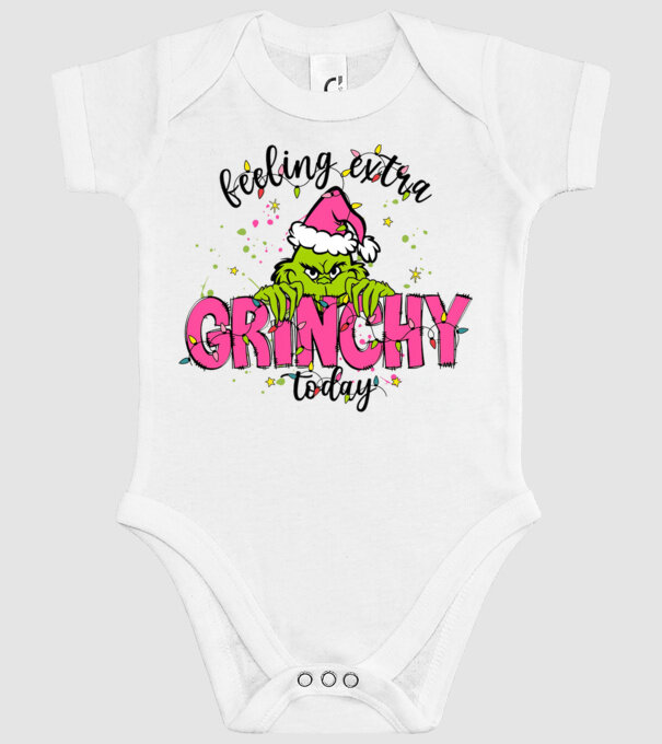Feeling extra Grinchy today model alb pe tricou