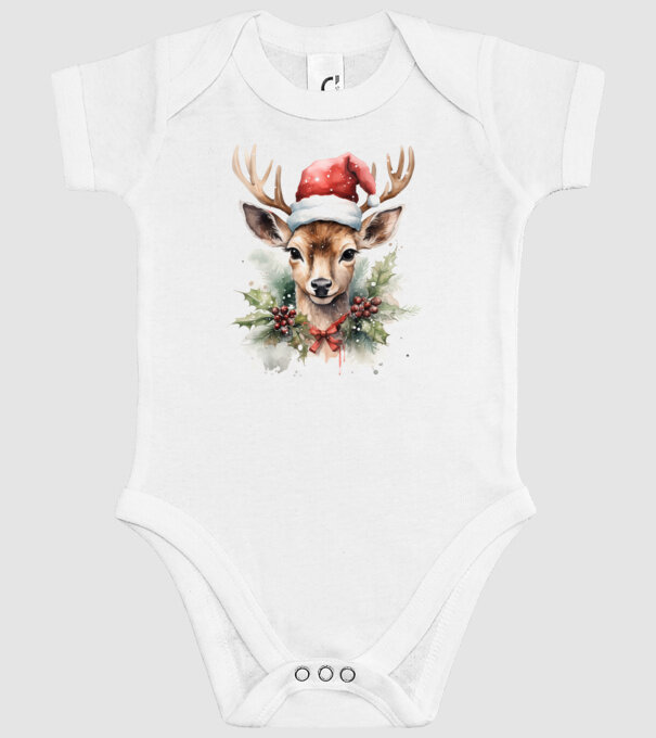 Festive Reindeer model alb pe tricou