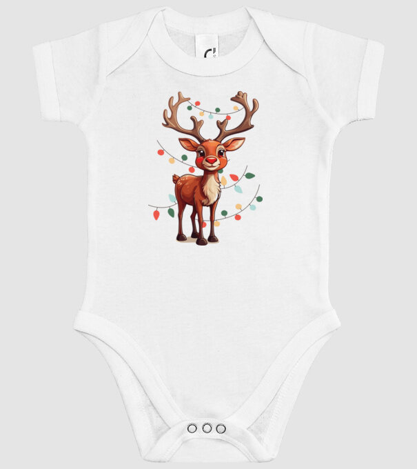 Festive Rudolph model alb pe tricou