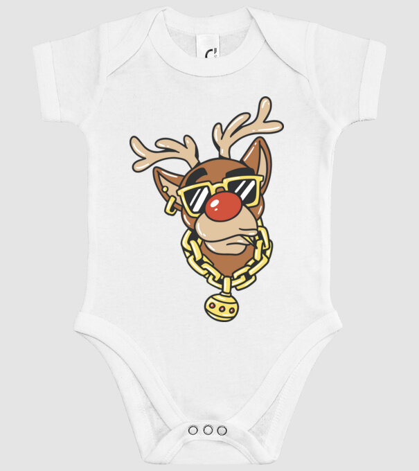 Gangster Reindeer model alb pe tricou