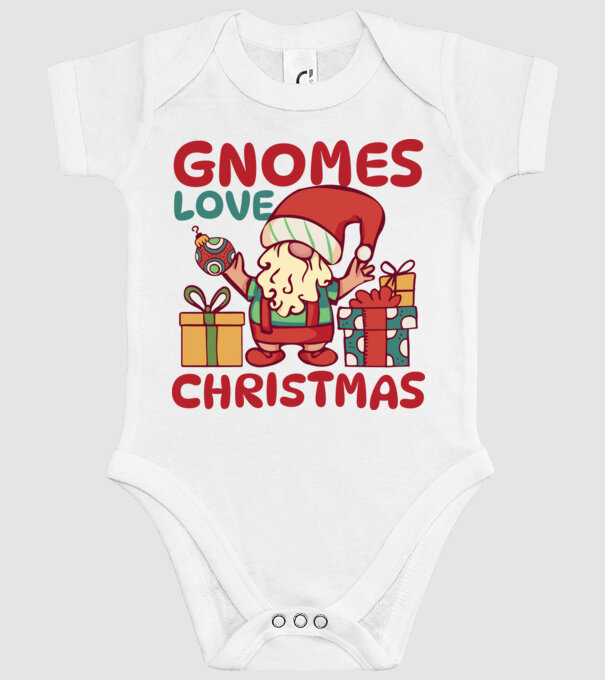 Gnomes LOVE Christmas model alb pe tricou