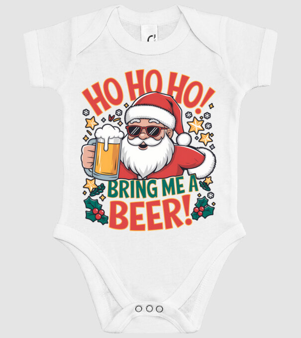 HO HO HO bring me a BEER santa Alb model alb pe tricou