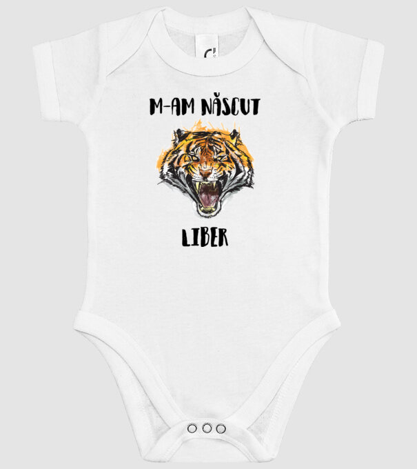 m-am născut liber model alb pe tricou