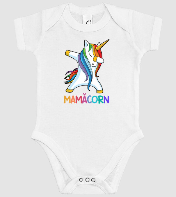 mamăcorn model alb pe tricou