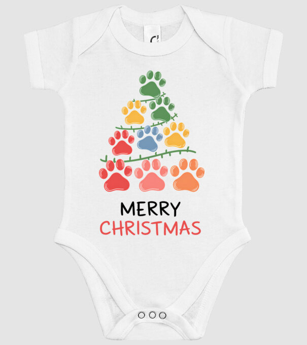 Merry Christmas Paws Alb model alb pe tricou