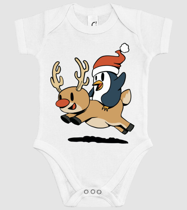 pinguin reindeer cristmas model alb pe tricou