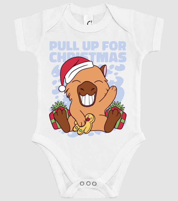 Pull up for christmas Capybara model alb pe tricou
