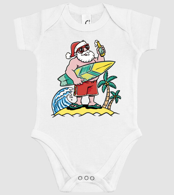 Santa Claus Summer model alb pe tricou