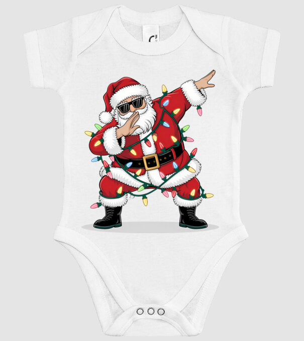 Santa Dab model alb pe tricou