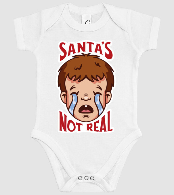 Santa's Not Real copil plângând model alb pe tricou