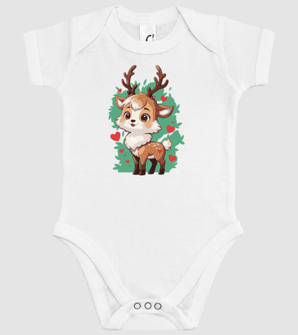 Valentine Deer model alb pe tricou