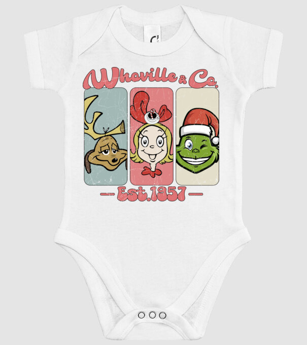 Whoville & Co - Grinch model alb pe tricou