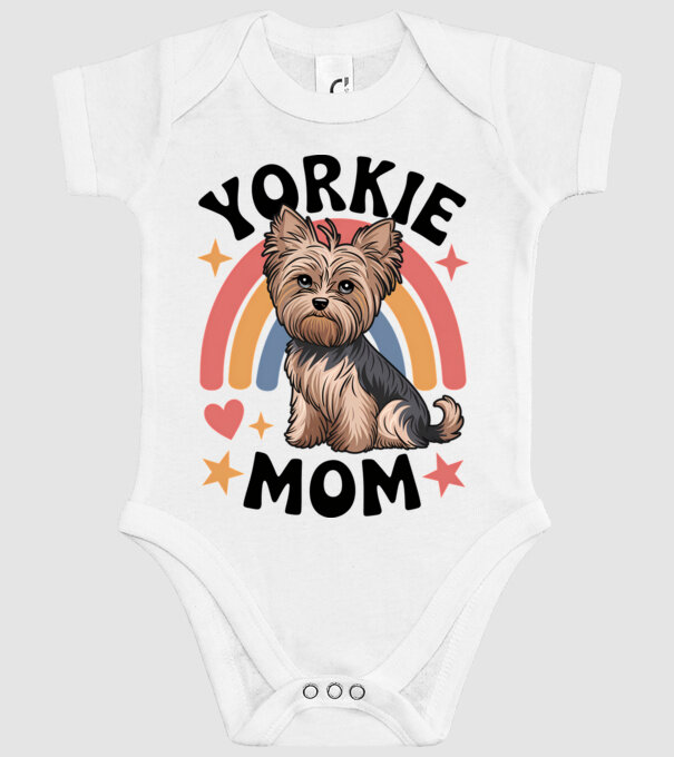 Yorkie Mom Alb model alb pe tricou