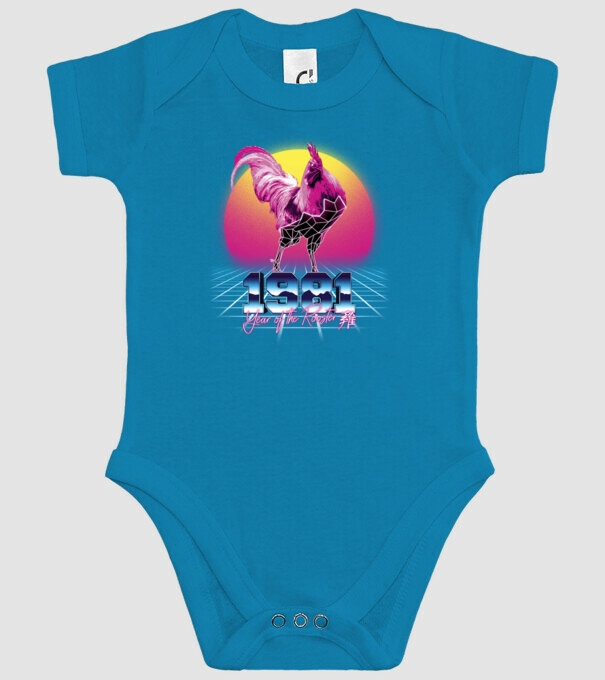 1981 Year of the Rooster model turcoaz pe tricou